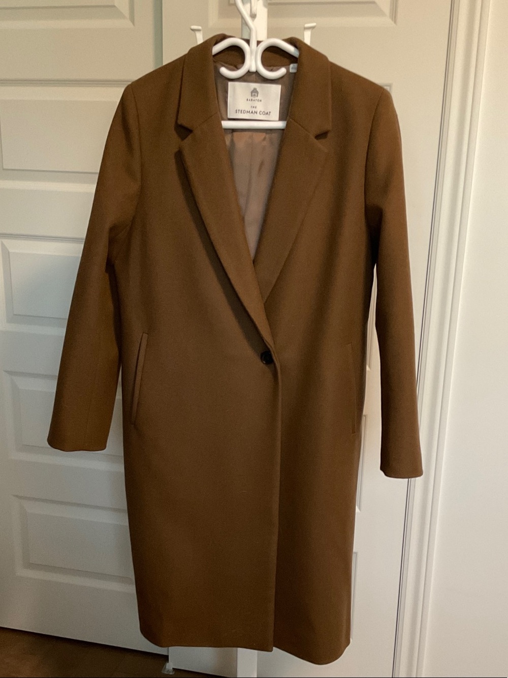 Aritzia Brown Single-Button Wool-Blend Long Trench Coat